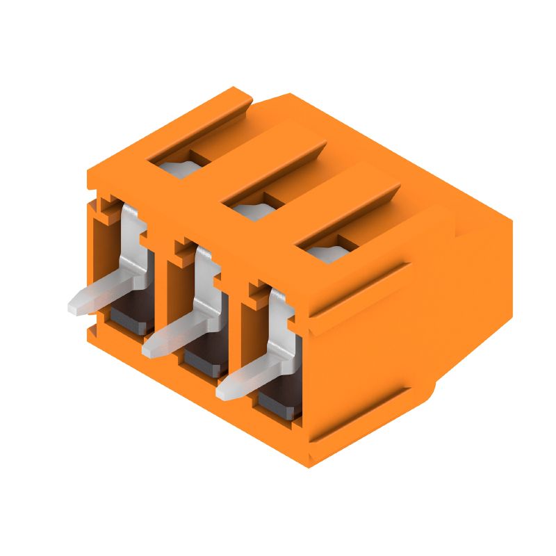 1715320000 - Orange 3-Pole Terminal Block, 5mm Pitch, 90° Solder Pin  (Pack of 500)