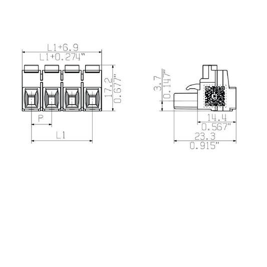 1059670000 - 7.62mm PCB Female Connector with 12 Poles and 180° Angle  (Pack of 18)