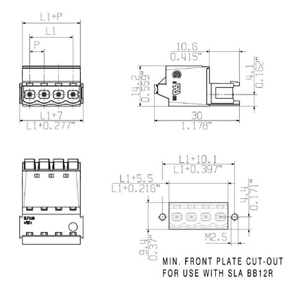 1335520000 - 5.08mm 9-Pole Male PCB Connector with Push-In Actuator  (Pack of 36)
