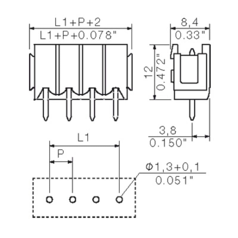1211310000 - 12-Pole 5mm Male PCB Connector with Tin Finish  (Pack of 50)
