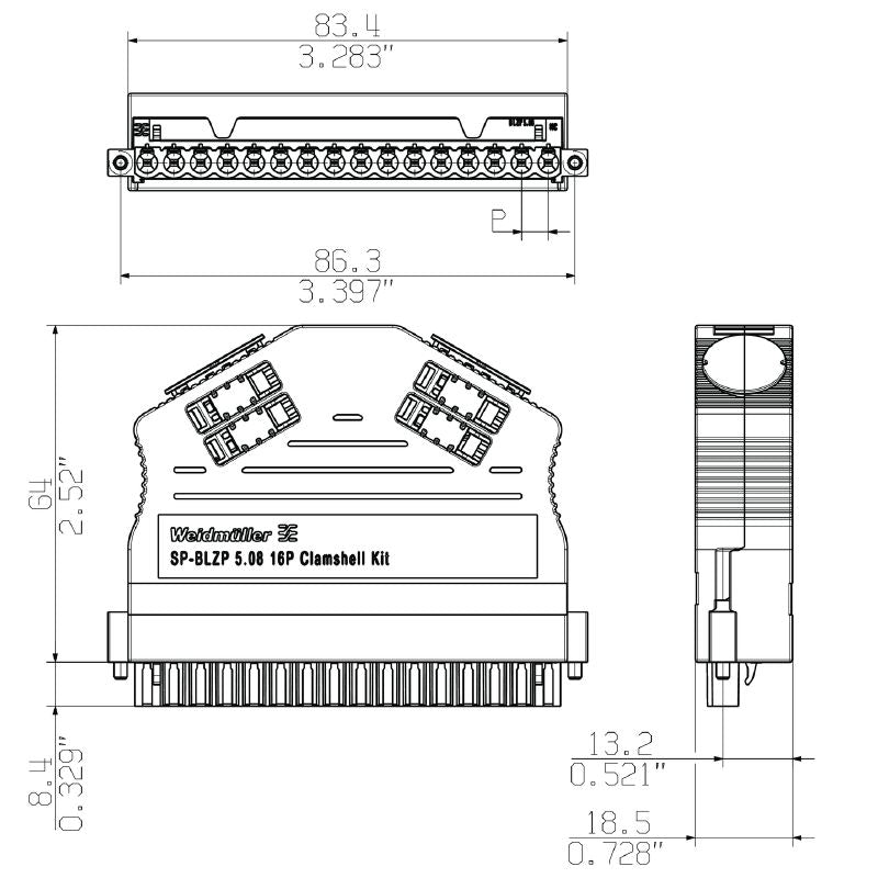 2697690000 - 5.08mm 16-Pole Clamshell PCB Connector Kit