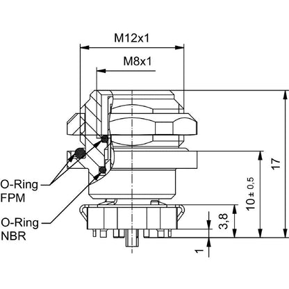 2422770000 - M8 Waterproof Connector with IP67 Rating and M10 Mounting Thread  (Pack of 25)