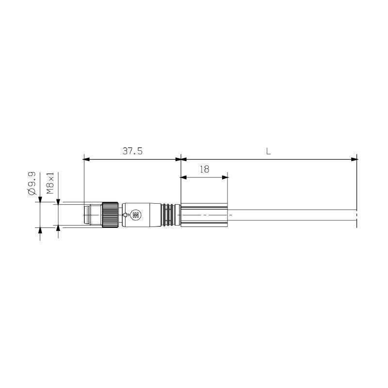 1824570070 - 0.7m M8 to M8 Sensor/Actuator Connector, 3-Pole, PUR