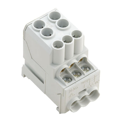 1561910000 - Light Grey 10-Connection Electrical Terminal, 25mm², 101A  (Pack of 3)
