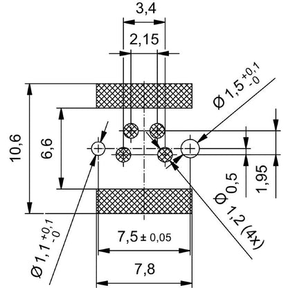 2422530000 - IP67 RoHS M8 PCB Connector with 4 Poles, Rear Mounting  (Pack of 25)