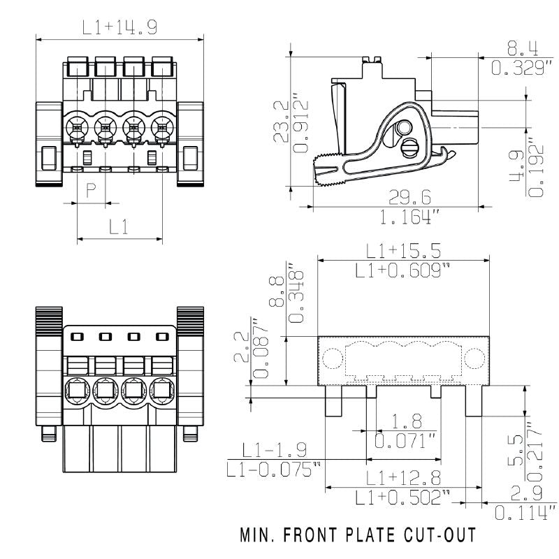 1983110000 - 5-Pole PCB Connector with 270° Angle & PUSH IN Design  (Pack of 48)