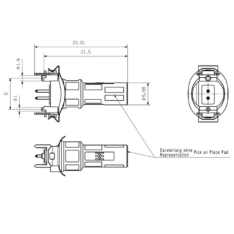2735920000 - IP67 M8 Connector with 180° Elbow for Compact Assembly  (Pack of 100)