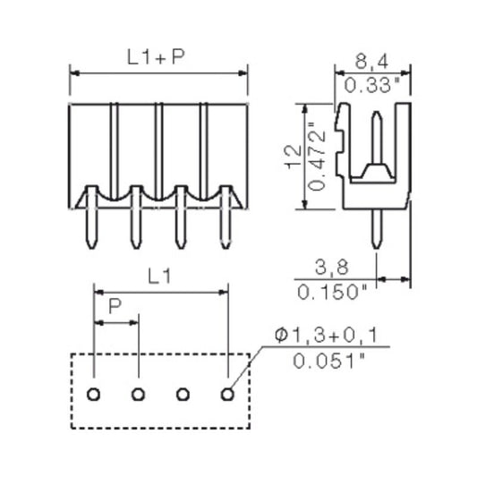 1111490000 - 5-Pole 5.00mm Male PCB Connector, 180° Angle, Tinned Finish  (Pack of 50)