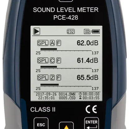PCE-428-EKIT - Professional Sound Level Meter with USB Logging and Outdoor Kit