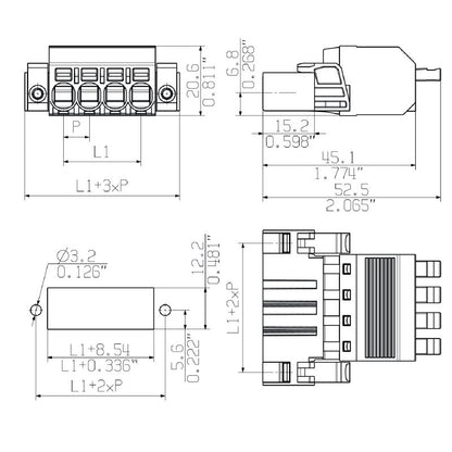 1547570000 - 7.62mm 4-Pole PCB Connector with 180° Push-In Mechanism  (Pack of 42)
