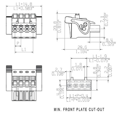 1980060000 - 5mm 10-Pole PCB Connector with 90° Angle and Push-In Actuator  (Pack of 30)