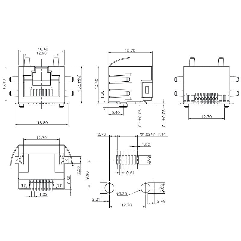 2562940000 - 90° RJ45 Cat. 5e Modular Jack, 200-Pack  (Pack of 200)