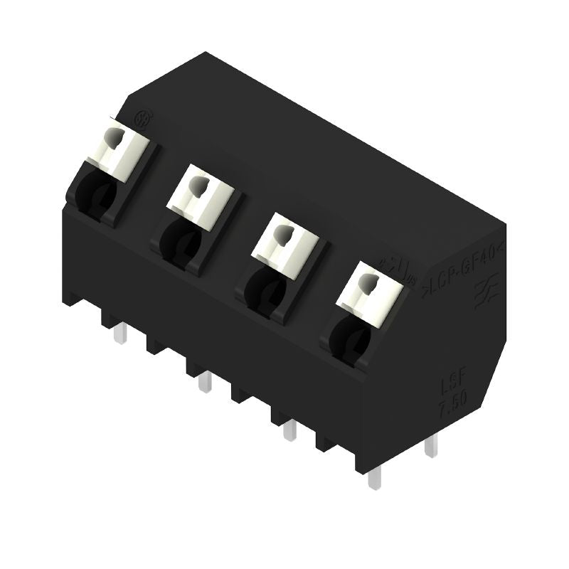 1886130000 - Black 7.5mm PCB Terminal 4 Poles, PUSH IN Design  (Pack of 20)