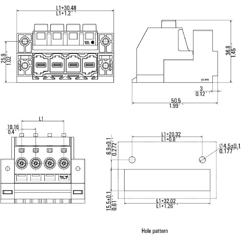 2838120000 - 5-Pole Plug-In Connector for PCB with 10.16mm Pitch  (Pack of 20)
