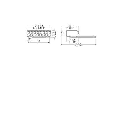 1231710000 - 3.81mm Pitch Female PCB Connector, 7 Poles 180°  (Pack of 50)
