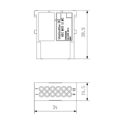 1428840000 - 12-Pole Signal Module 250V 10A with Crimp Connection
