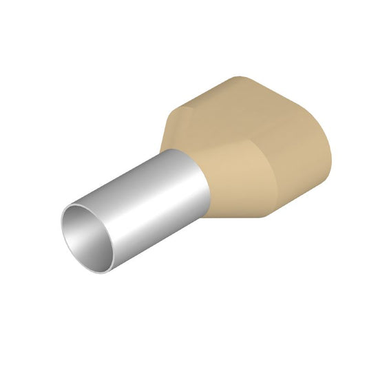 9018860000 - Ivory Twin Wire Ferrule, 10mm², 17mm Stripping Length  (Pack of 100)