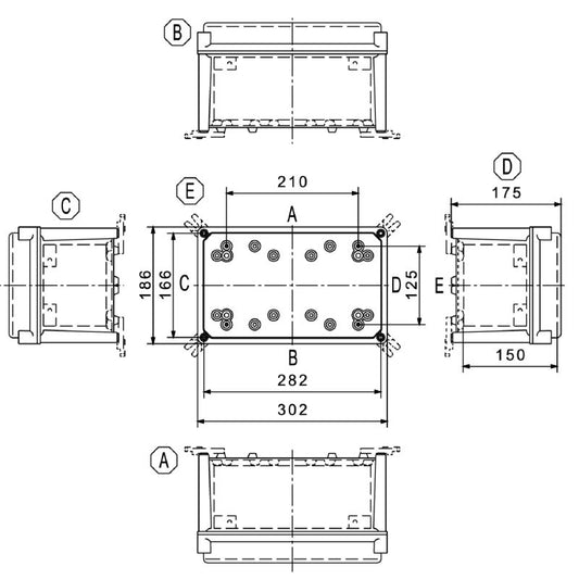 0360200000 - IP67 Glass Fiber Enclosure, 302mm H, Light Grey