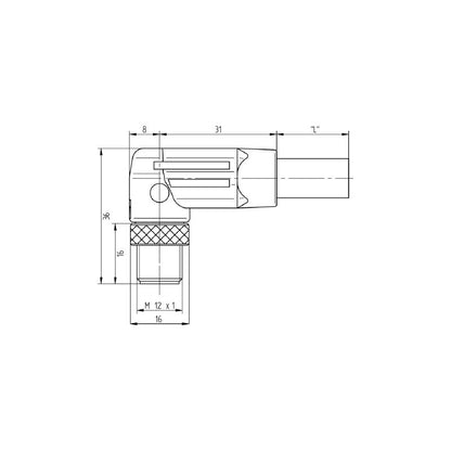 2455320500 - 5m M12 Connector Cable, 5-Pole, Halogen-Free PUR Design