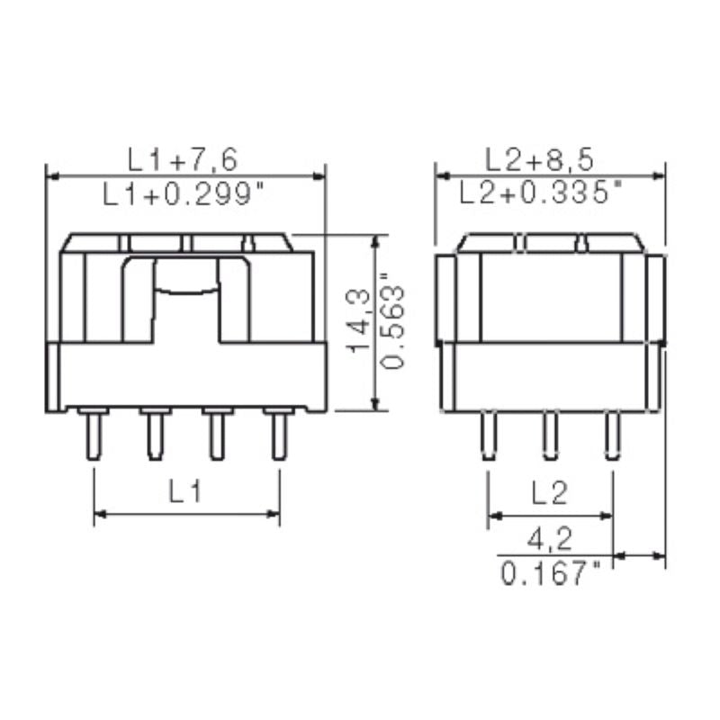 1416300000 - 12-Pole PCB Connector, 4.5mm Pins, Closed Side Design  (Pack of 25)