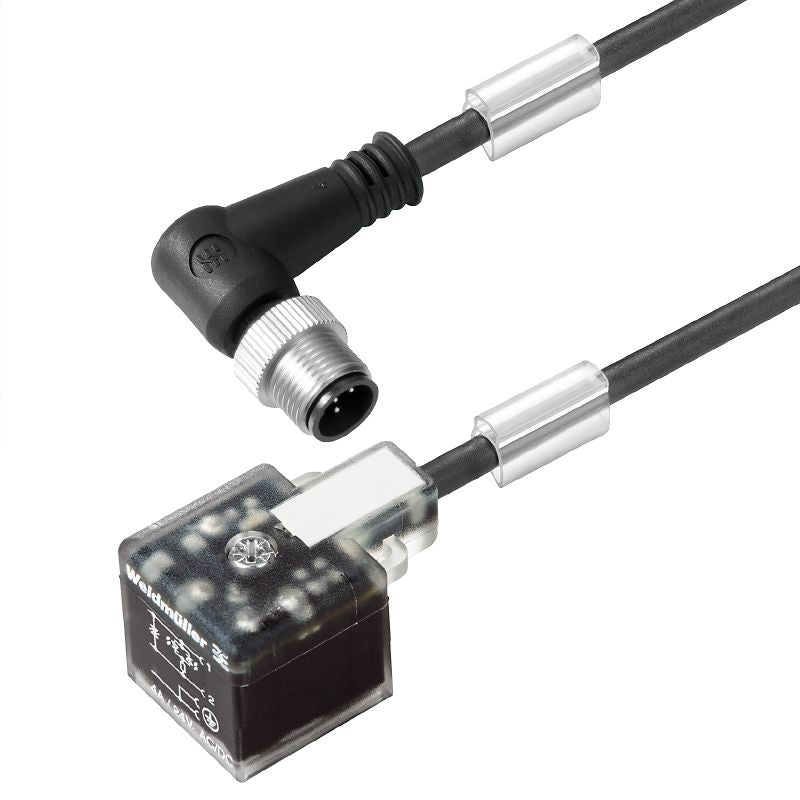 1857690300 - 3m Black PUR Valve Cable with 90° M12 Connector