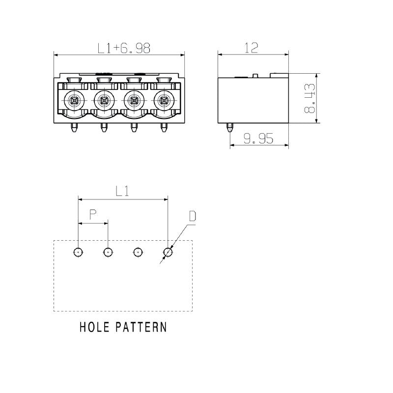 1775102001 - 12-Pole PCB Connector 5.08mm Pitch with 90° Angle  (Pack of 50)