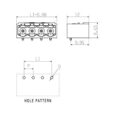 1775102001 - 12-Pole PCB Connector 5.08mm Pitch with 90° Angle  (Pack of 50)