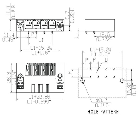 2499630000 - 5-Pole 7.62mm PCB Connector with Screw Flange, Black Box  (Pack of 30)