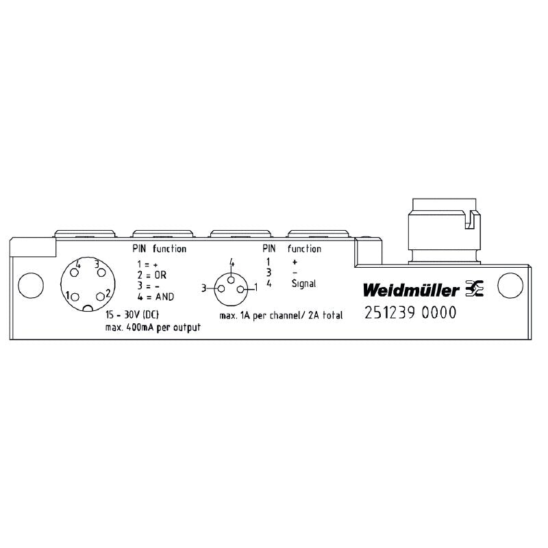2512390000 - SAI-04L Electrical Component with M12/M8 Connections, 500mA Capacity