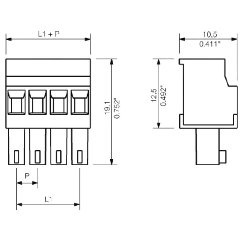 1899500000 - 3.81mm PCB Female Connector, 15 Poles, 90° Angle  (Pack of 50)