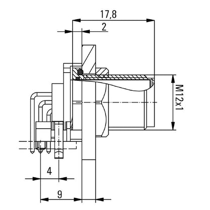 2423750000 - M12 5-Pole PCB Connector, IP67, Gold-Plated Contacts  (Pack of 10)