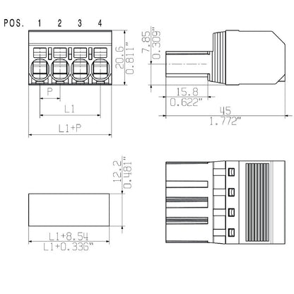 1060880000 - 7.62mm Male PCB Connector, 6 Poles, 180° Angle  (Pack of 30)