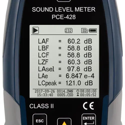 PCE-428-EKIT - Professional Sound Level Meter with USB Logging and Outdoor Kit