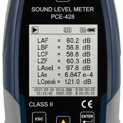 PCE-428-EKIT - Professional Sound Level Meter with USB Logging and Outdoor Kit