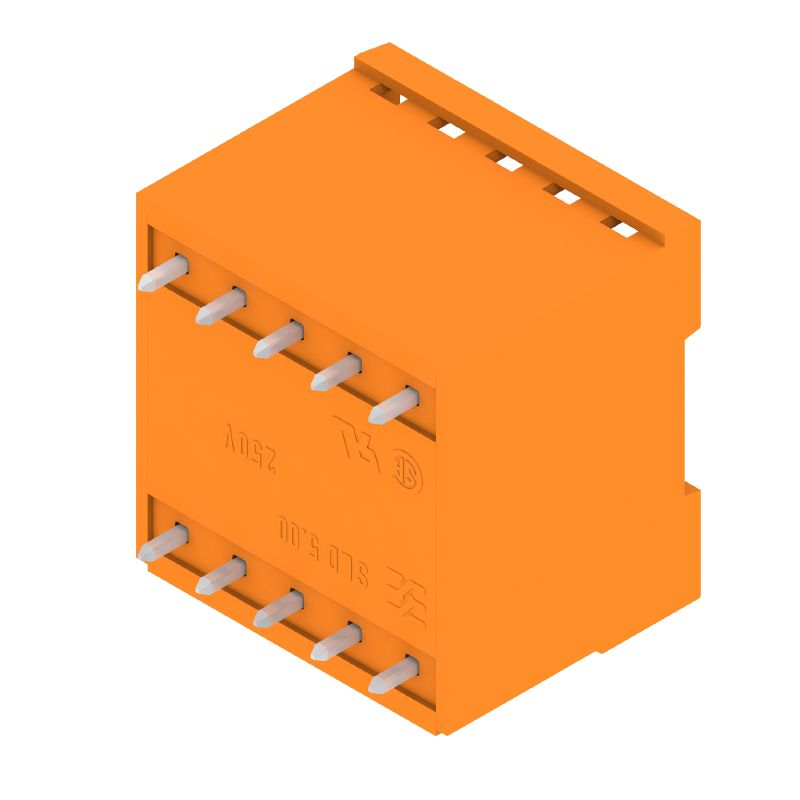 1614840000 - 10-Pole 5mm Male PCB Connector, 180° Angled, Tin-Coated  (Pack of 50)