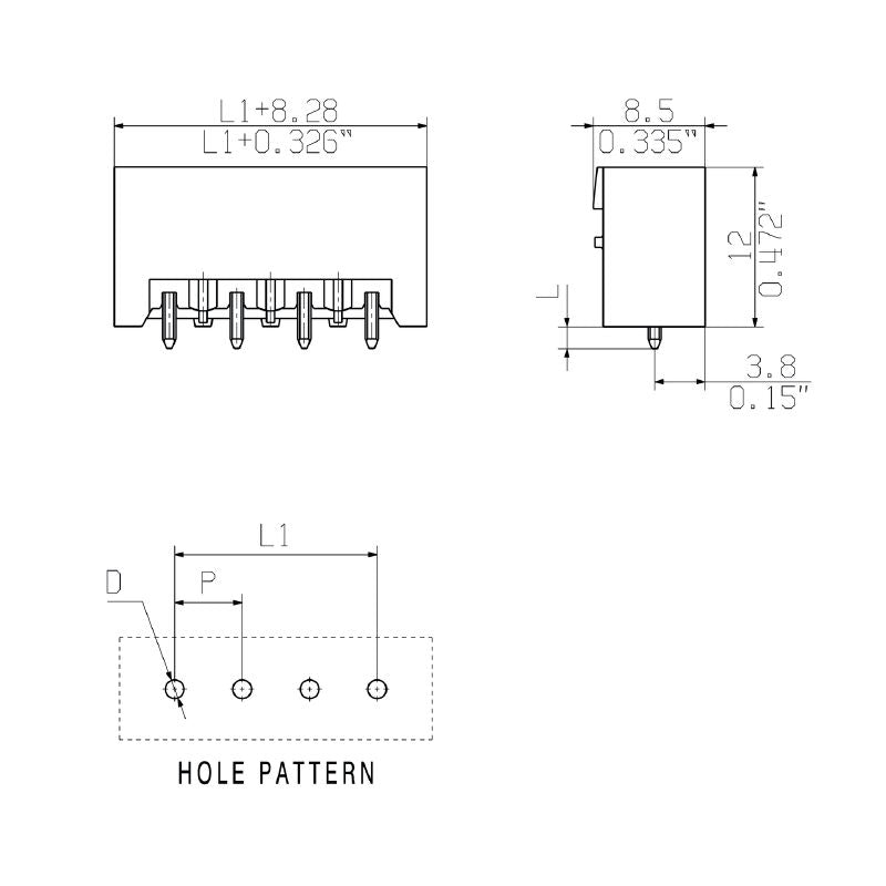 1146750000 - 5.08mm Male PCB Header Connector with 3 Poles, 180° Elbow  (Pack of 100)