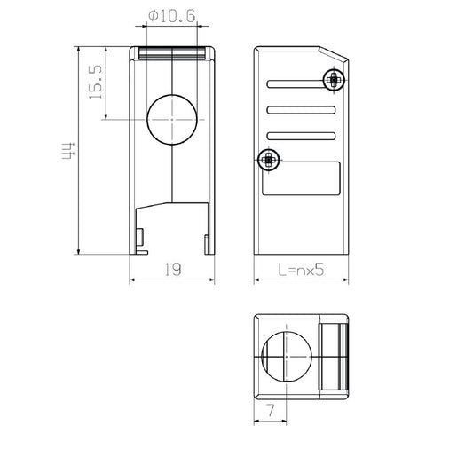 2507100000 - 8-Pole PCB Connector with Black Hood, 44mm Height  (Pack of 10)