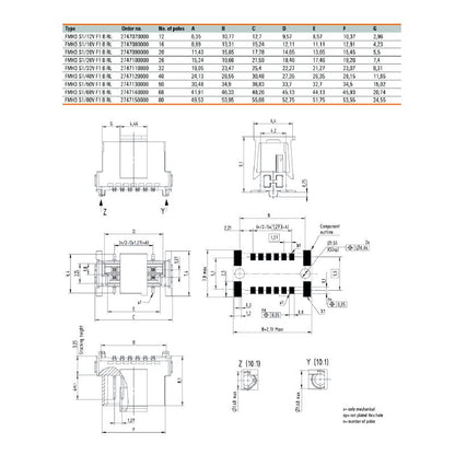 2747100000 - 26-Pole 1.27mm PCB Connector with Elbow Design  (Pack of 280)