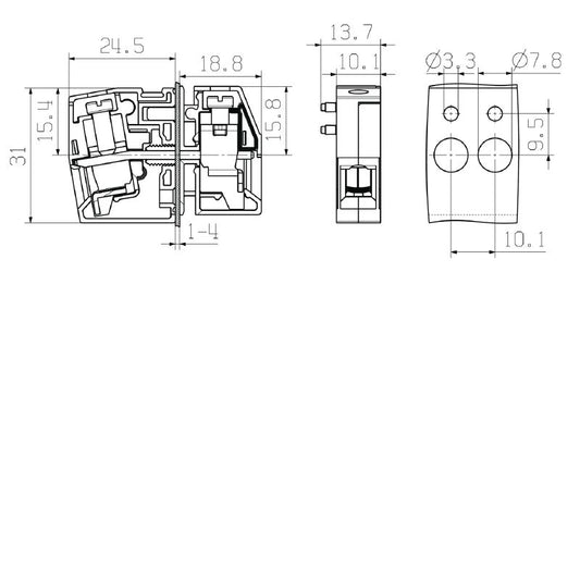 2439490000 - 10mm² Screw Terminal, Direct Mount, 1 Pole, RoHS Compliant  (Pack of 50)