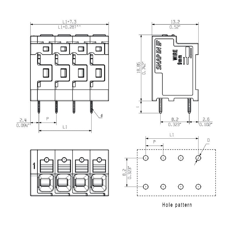 2913760000 - 5mm Pitch THT Terminal Board for 7 Poles  (Pack of 14)