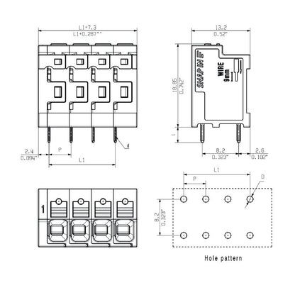 2913760000 - 5mm Pitch THT Terminal Board for 7 Poles  (Pack of 14)