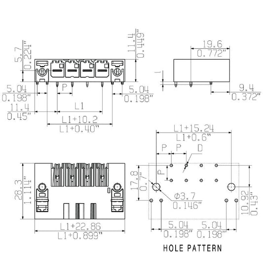 2499670000 - 7.62mm Male Header Connector, 5 Poles, THT/THR  (Pack of 30)