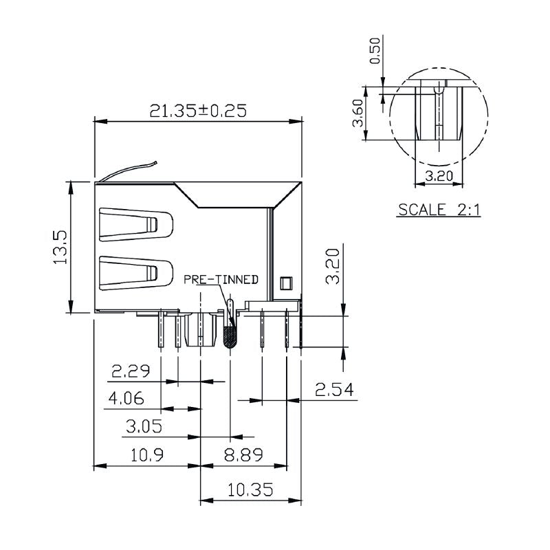2036510000 - 90° PCB Connector with 8 Poles & THT/THR Solder  (Pack of 180)