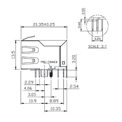 2036510000 - 90° PCB Connector with 8 Poles & THT/THR Solder  (Pack of 180)