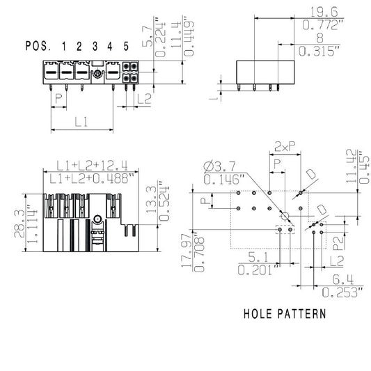 2570080000 - 7.62mm 4-Pole Male Header Connector, THT Solder, 90° Angle  (Pack of 36)