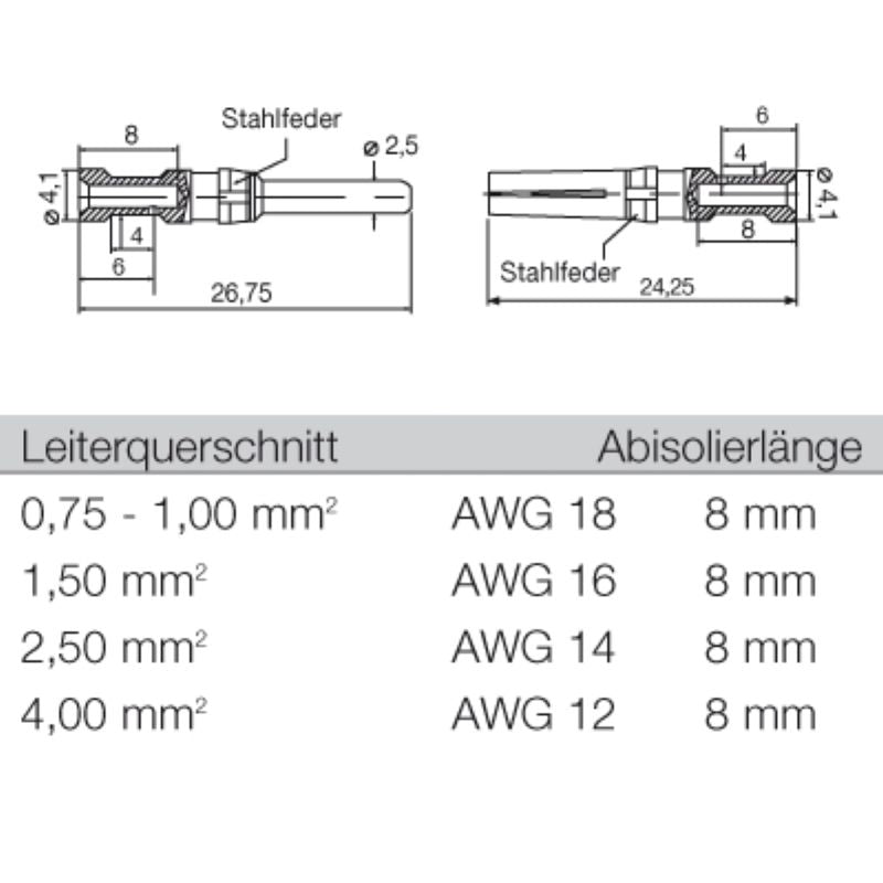 1682380000 - 2.5mm Crimp Heavy-Duty Connector with Silver Finish  (Pack of 100)