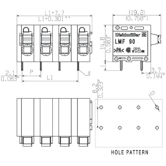 2667850000 - 6-Pole 7.50mm Circuit Board Terminal, 90° Angle, 3.5mm Pins  (Pack of 30)
