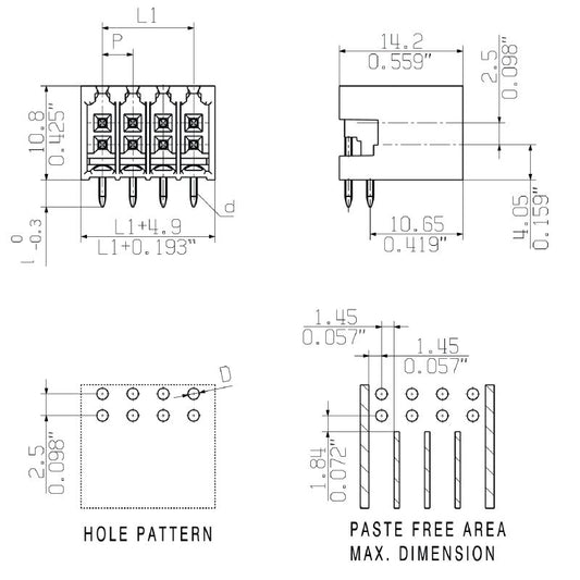 1289800000 - 3.50mm Male PCB Connector with 32 Poles, 90° Angle  (Pack of 30)