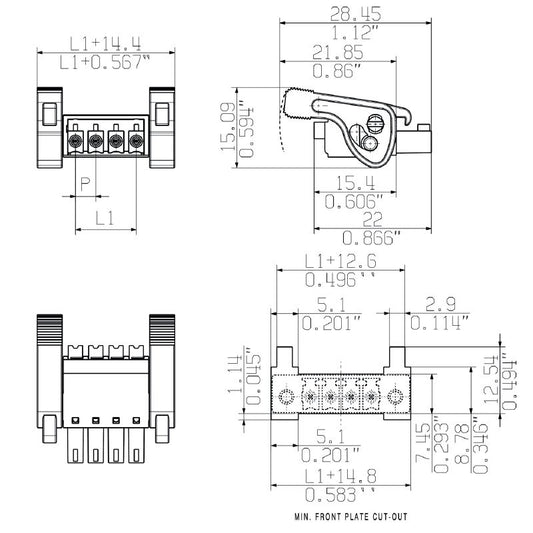 2442690000 - 11-Pole 3.81mm Female PCB Connector, 180° Push-In Design  (Pack of 50)