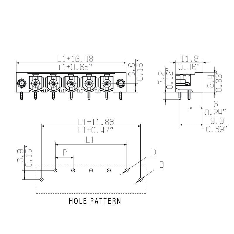 1095920000 - 7.62mm Male PCB Connector with 90° Angle, Black Finish  (Pack of 72)